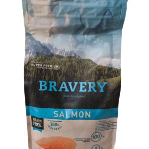 BRAVERY Dog Salmon 2 kg ברוורי מזון יבש ללא דגנים לכלבים סלמון 2 קג