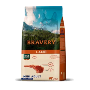 BRAVERY Dog Lamb 2kg ברוורי מזון יבש ללא דגנים לכלבים מכבש 2 קג