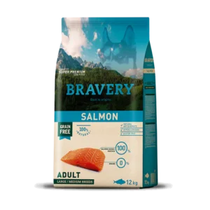 BRAVERY Dog Salmon12 kg ברוורי מזון יבש ללא דגנים לכלבים סלמון 12 קג