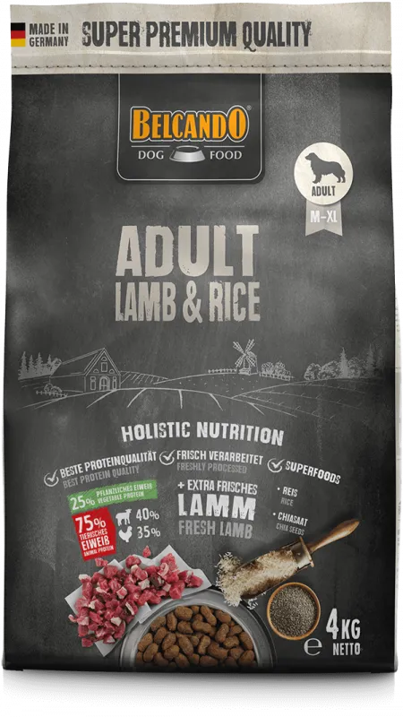 Belcando Lamb & Rice 4 kg בלקנדו מזון יבש על בסיס כבש ואורז 4 קג