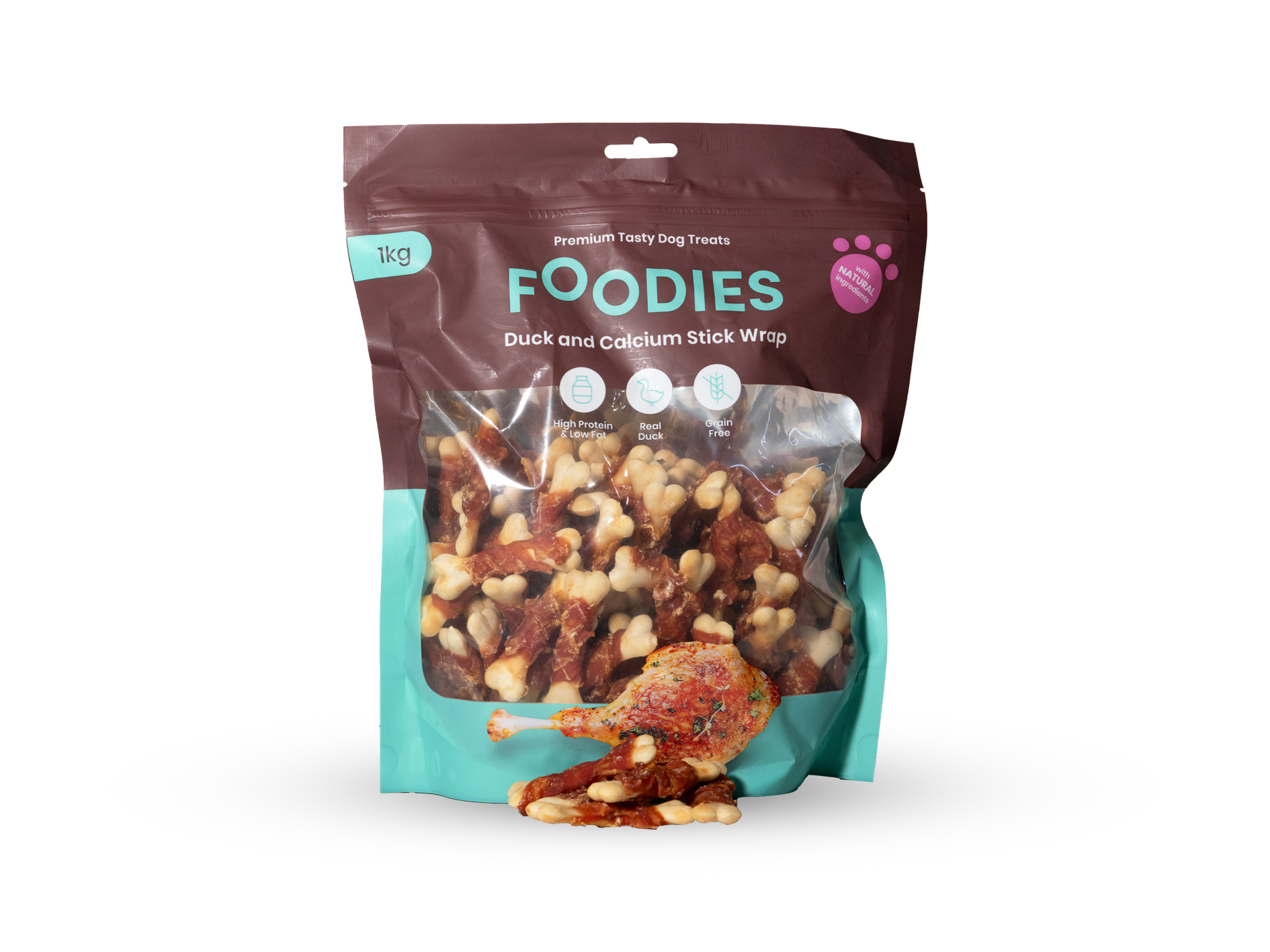 FOODIES Duck and Calcium Stick Wrap 1kg Фудис крученое мясо утки на кальциевой кости 1кг