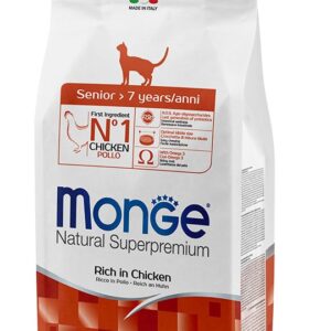 Monge Senior cat with Chicken מונג' מזון יבש  על בסיס עוף לחתולים מבוגרים