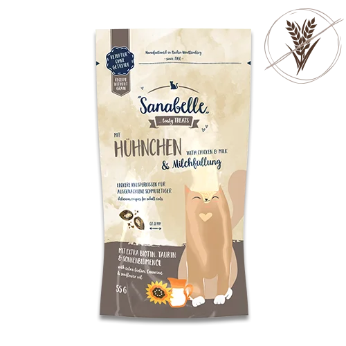 Sanabelle Crunchy Chicken & Milk סנאבל חטיף כריות לחתול בטעם עוף וחלב
