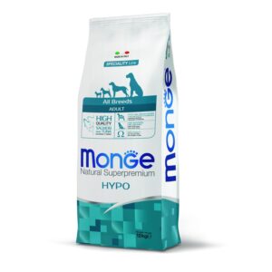 Monge Dog All Breeds Hypo Salmon and Tuna 12 kg  מונג' מזון יבש לכלבים מכול הגזעים היפו סלמון וטונה 12קג