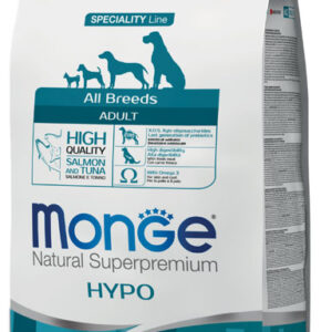 Monge Dog All Breeds Hypo Salmon and Tuna 2,5 kg מונג' מזון יבש לכלבים מכול הגזעים היפו סלמון וטונה 2.5קג