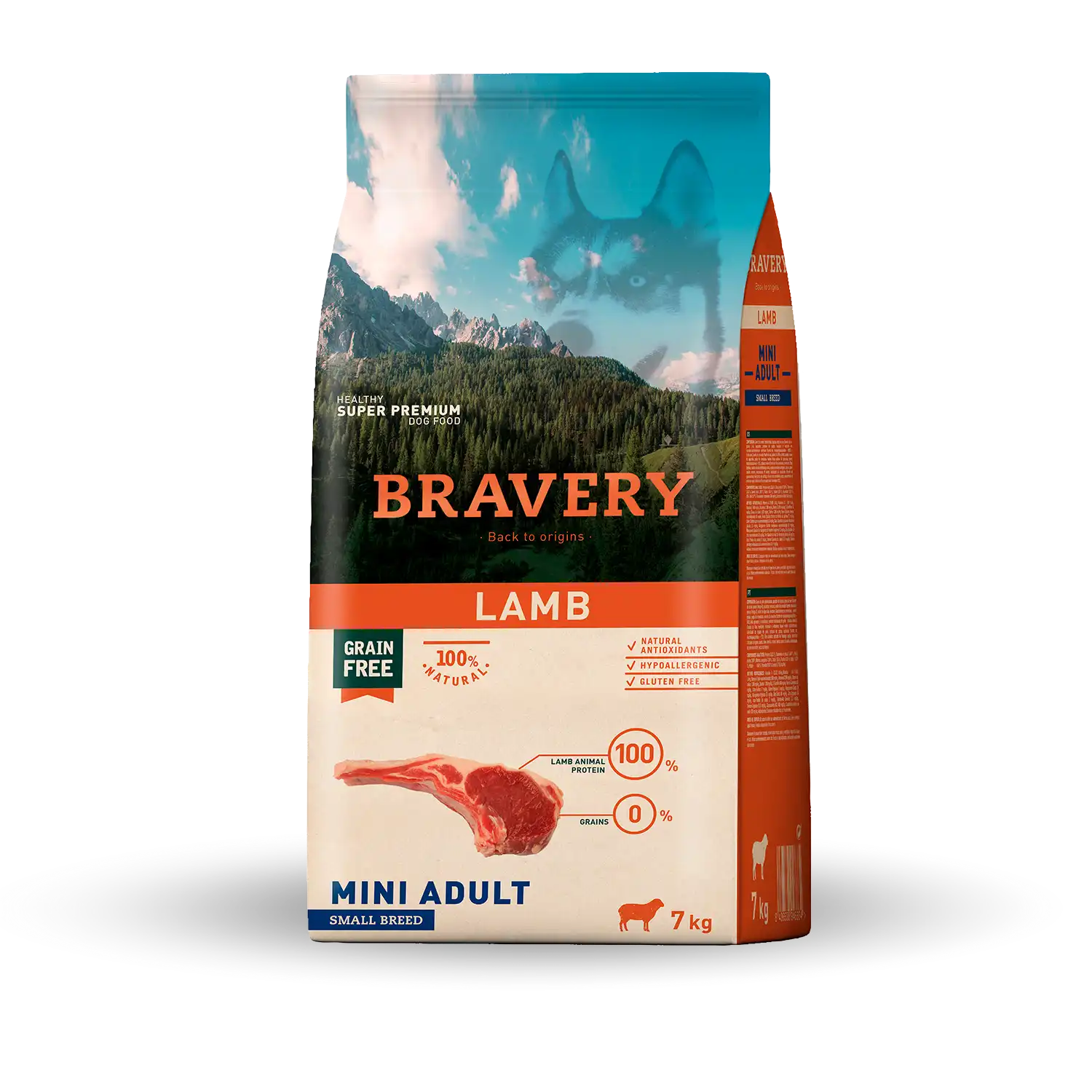 BRAVERY Dog Lamb 7kg ברוורי מזון יבש ללא דגנים לכלבים מכבש 7 קג