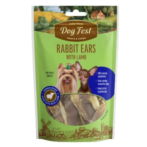 Dog Fest Rabbit ears with lamb 55g דוג פאסט חטיף לכלבים מאוזני ארנב עם כבש 55 גר'