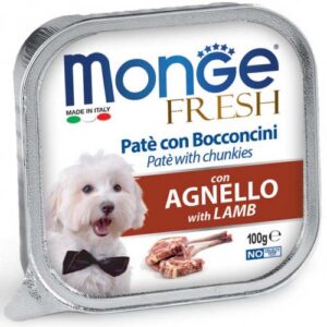 Monge Dog fresh Pate & Chunkies Lamb 100g מונג' שימורים לכלב פטה עם נתחי כבש 100 גר'