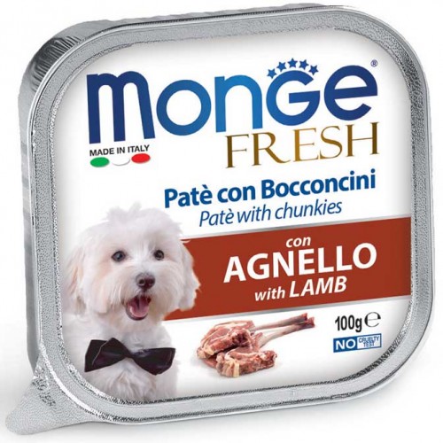 Monge Dog fresh Pate & Chunkies Lamb 100g מונג' שימורים לכלב פטה עם נתחי כבש 100 גר'