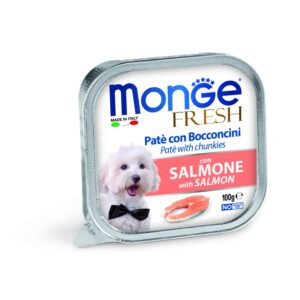Monge Dog fresh Pate & Chunkies Salmon 100g מונג' שימורים לכלב פטה עם נתחי סלמון 100 גר'