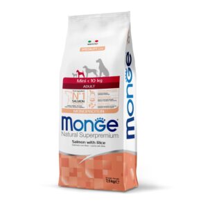 Monge Dog Mini Salmon with Rice 7.5 kg מונג' מזון יבש לכלבים מגזע קטן על בסיס סלמון 7.5 קג