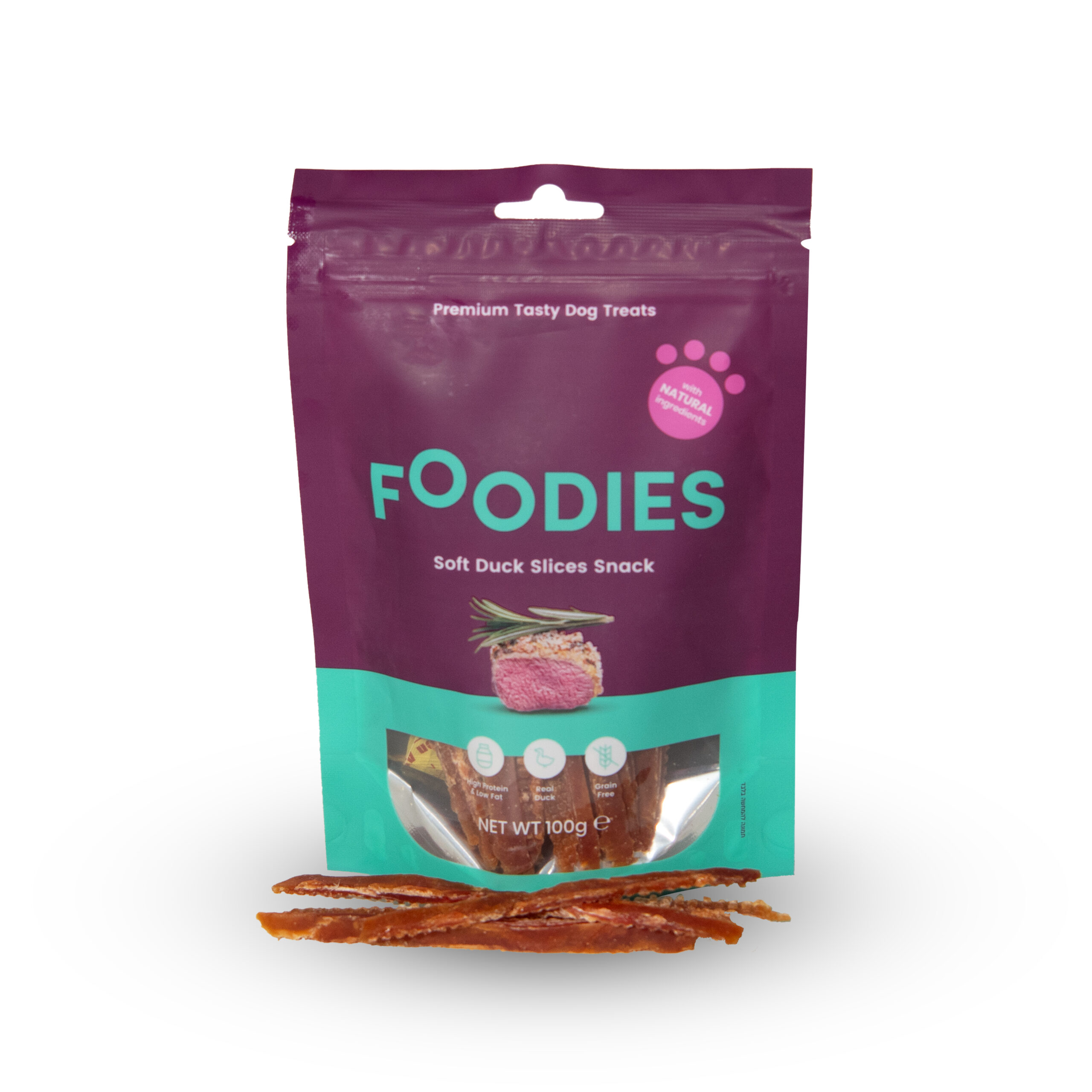 FOODIES Soft Duck Slices Snack 100g פודיס נתחי ברווז רכים, 100 גרם